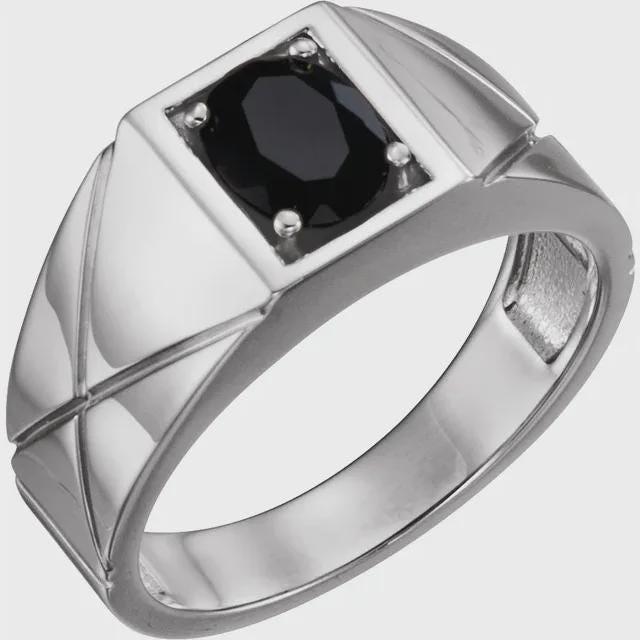 Sterling Silver 8x6 mm Oval Ring Mounting, Men's Ring