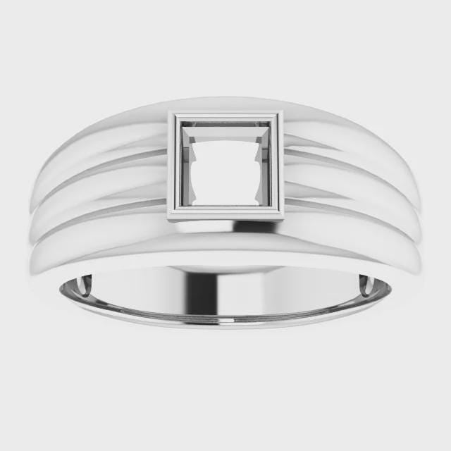 Sterling Silver 5 mm Square Ring Mounting, customizing available in metal and settings