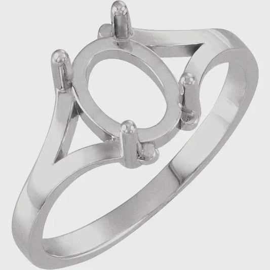 Oval Cabochon Ring Mounting, Ring Blank in Sterling Silver or 10k Gold, choose your setting size