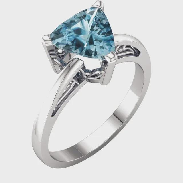 8 mm Trillion Ring Mounting in Sterling Silver or 14k Gold