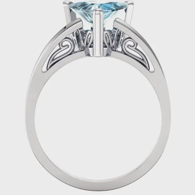 8 mm Trillion Ring Mounting in Sterling Silver or 14k Gold