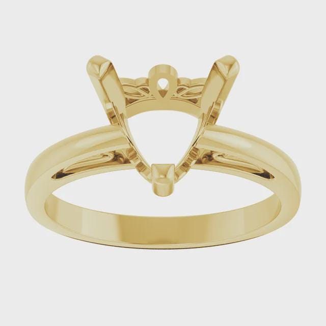 8 mm Trillion Ring Mounting in Sterling Silver or 14k Gold