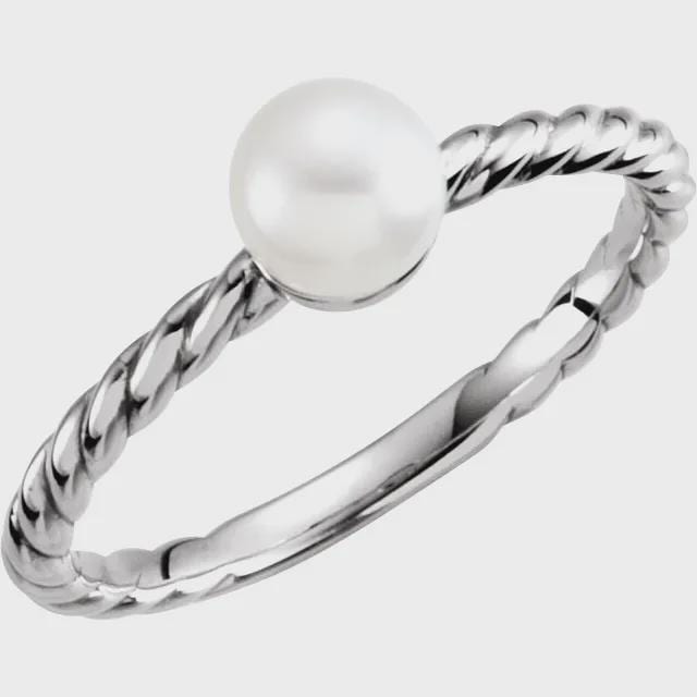 Ring Mounting for 6 mm Pearl in Sterling Silver or 14k Gold