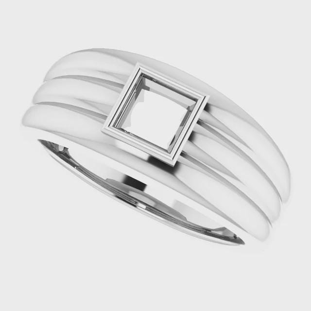 Sterling Silver 5 mm Square Ring Mounting, customizing available in metal and settings