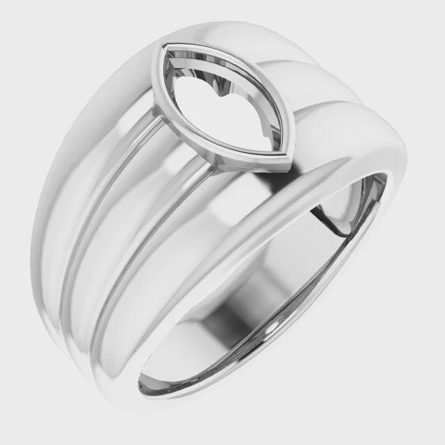 Sterling Silver 5 mm Square Ring Mounting, customizing available in metal and settings