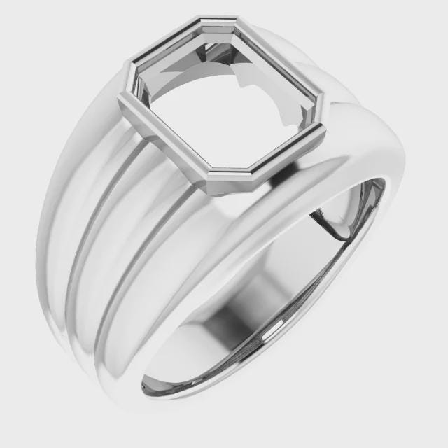 Sterling Silver 5 mm Square Ring Mounting, customizing available in metal and settings