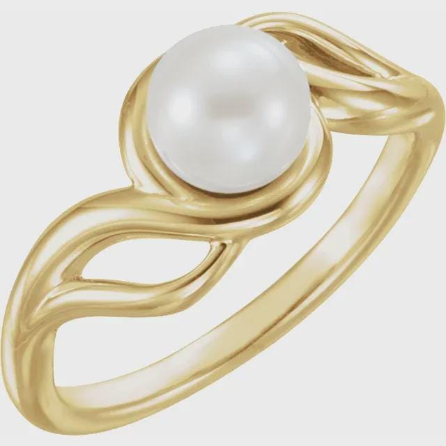 Ring Mounting for 7 mm Pearl in Sterling Silver or 14k white Gold