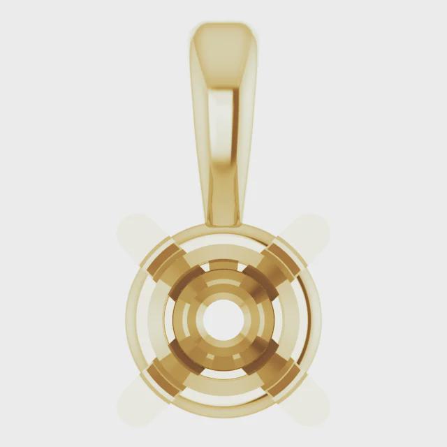 Round 4-Prong Pre-Notched Pendant Mounting, in Sterling Silver or 14k Gold, choose your setting size