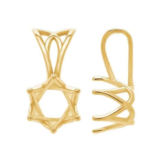 14K  Yellow or White Gold  Round Swirl Heart Pendant Mounting, choose your setting size