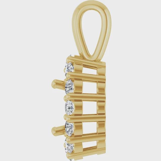 14K Gold Round or Oval Lab-Grown Diamond Semi-Set Pendant in Yellow or White Gold