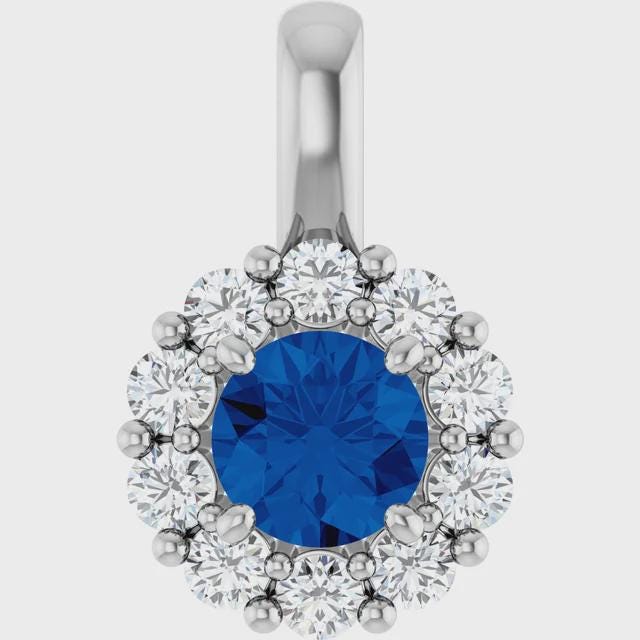 14K Gold Round or Oval Lab-Grown Diamond Semi-Set Pendant in Yellow or White Gold