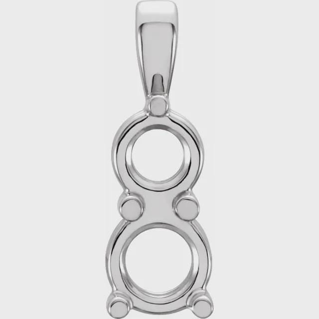 14K White or Yellow Gold Round Two-Stone Pendant Mounting, 4 sizes available