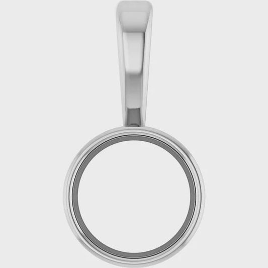 Round Bezel-Set Pendant Mounting in Sterling silver, or 14k Yellow Gold, or 14k WG, available in different sizes