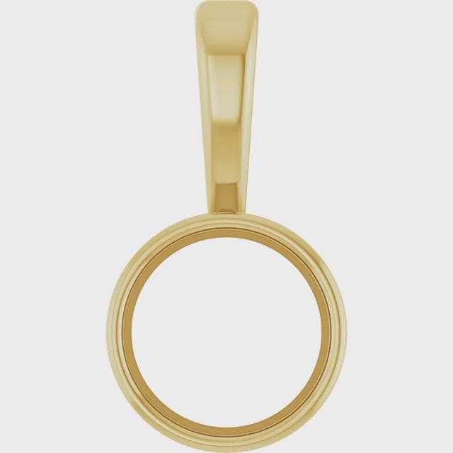 Round Bezel-Set Pendant Mounting in Sterling silver, or 14k Yellow Gold, or 14k WG, available in different sizes