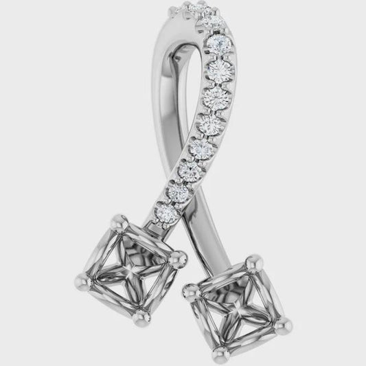 14K White .05 CTW Natural Diamond Semi-Set 16-18" Pendant, or Necklace,