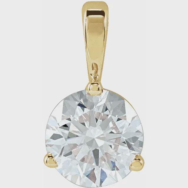 14K Yellow  Lab-Grown Diamond Pendant, other gemstone options available, choose pendant or necklace