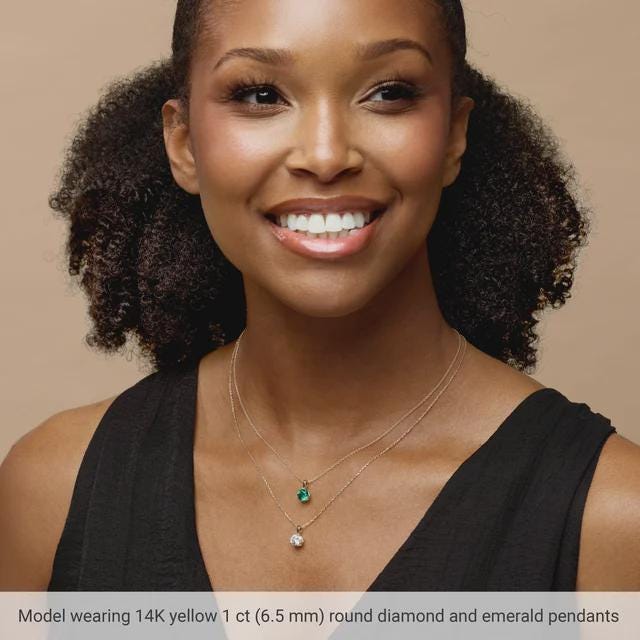 14K Yellow  Lab-Grown Diamond Pendant, other gemstone options available, choose pendant or necklace