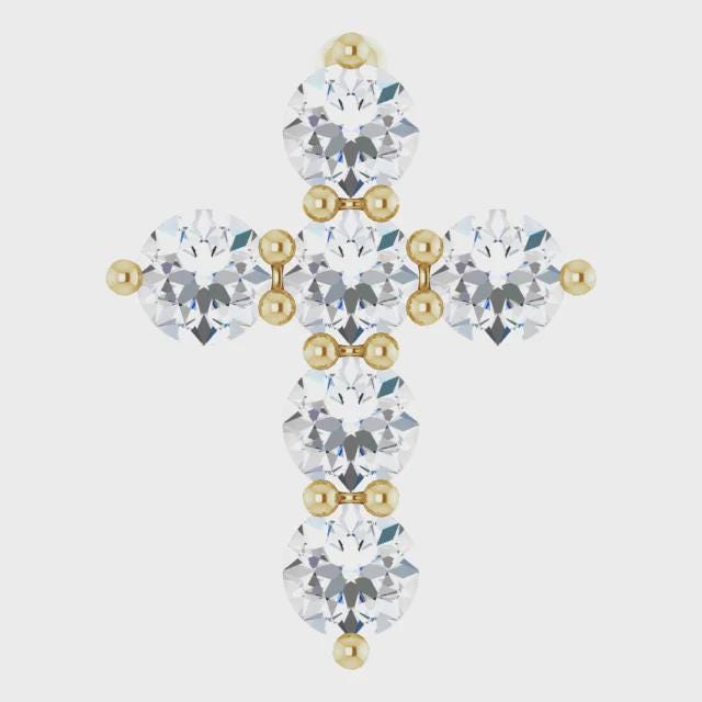 14K White 1/4 CTW Lab-Grown Diamond Cross Pendant or Necklace, also available in 14k Yellow Gold