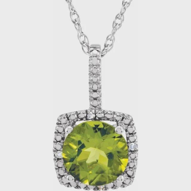Sterling Silver 7 mm Birthstone & .015 CTW Natural Diamond 18" Necklace, or set your own gemstone
