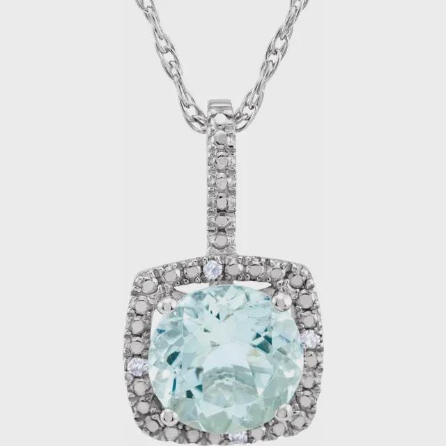 Sterling Silver 7 mm Birthstone & .015 CTW Natural Diamond 18" Necklace, or set your own gemstone