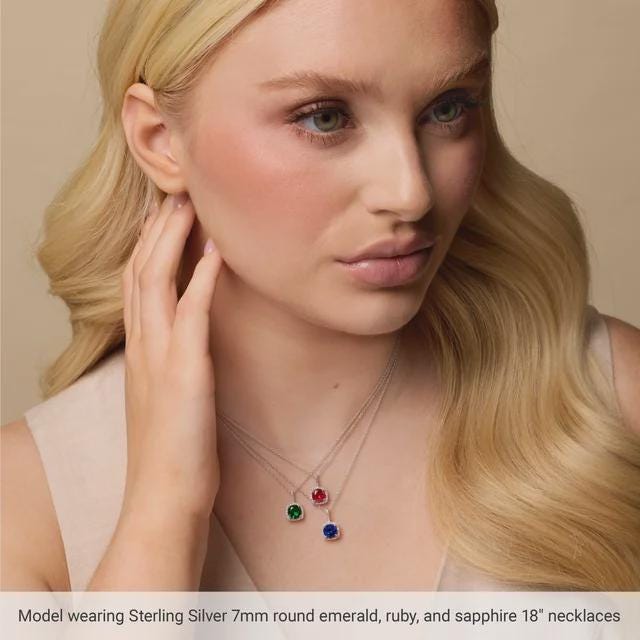 Sterling Silver 7 mm Birthstone & .015 CTW Natural Diamond 18" Necklace, or set your own gemstone