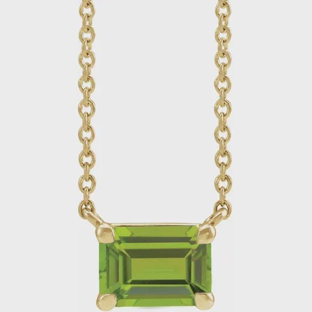 14K Yellow  Gemstone Center 18" Necklace, choose your gemstone or set your own