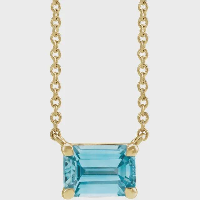 14K Yellow  Gemstone Center 18" Necklace, choose your gemstone or set your own