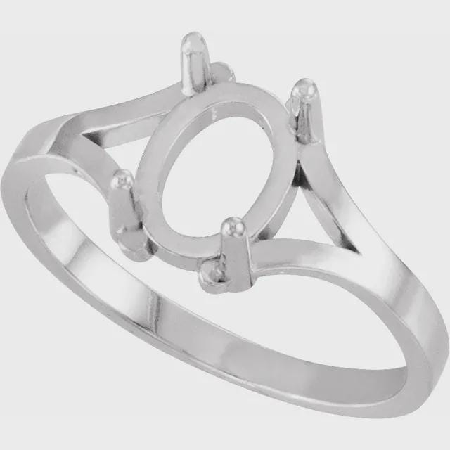 Oval Cabochon Ring Mounting, Ring Blank in Sterling Silver or 10k Gold, choose your setting size