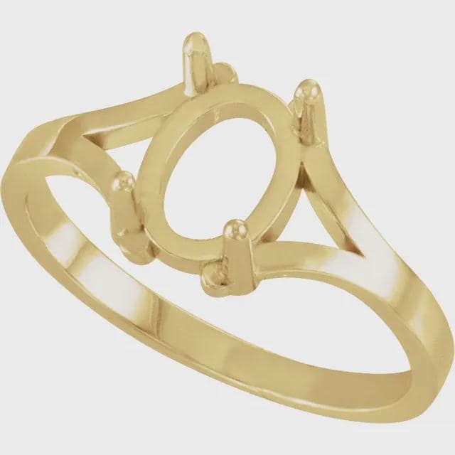 Oval Cabochon Ring Mounting, Ring Blank in Sterling Silver or 10k Gold, choose your setting size