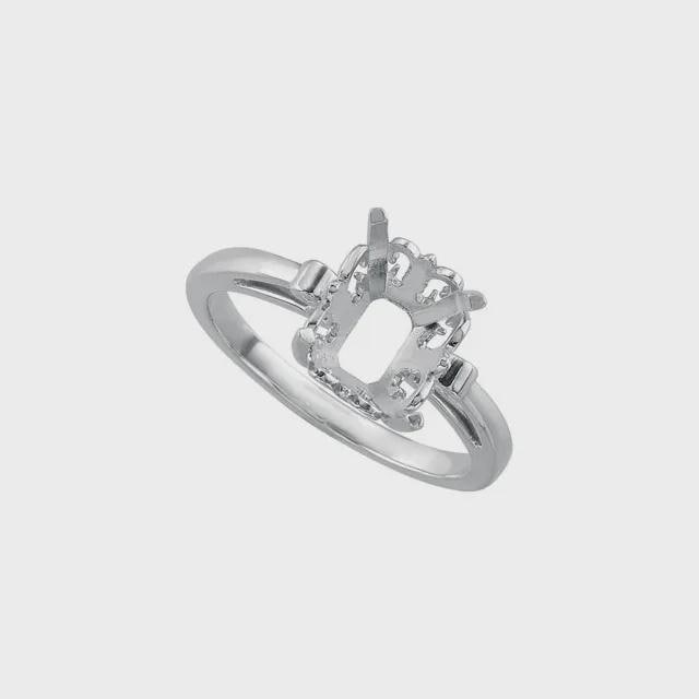 Sterling Silver Emerald Fleur-de-lis Ring Mounting