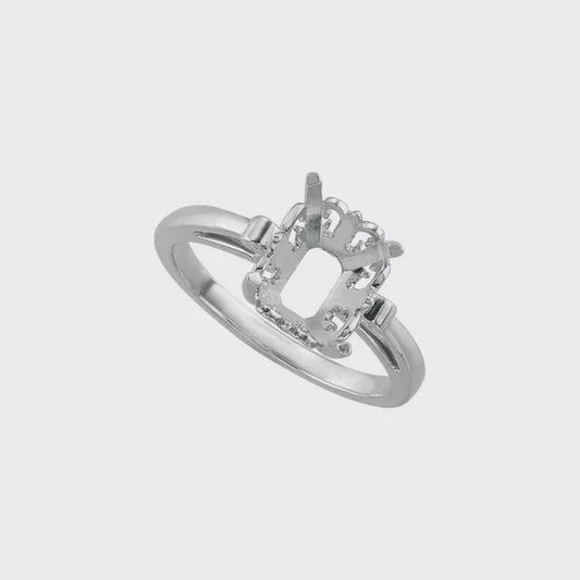 Sterling Silver Emerald Fleur-de-lis Ring Mounting