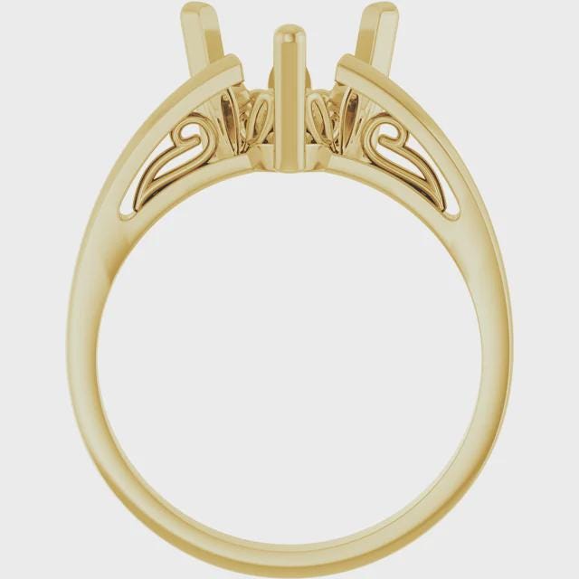 8 mm Trillion Ring Mounting in Sterling Silver or 14k Gold