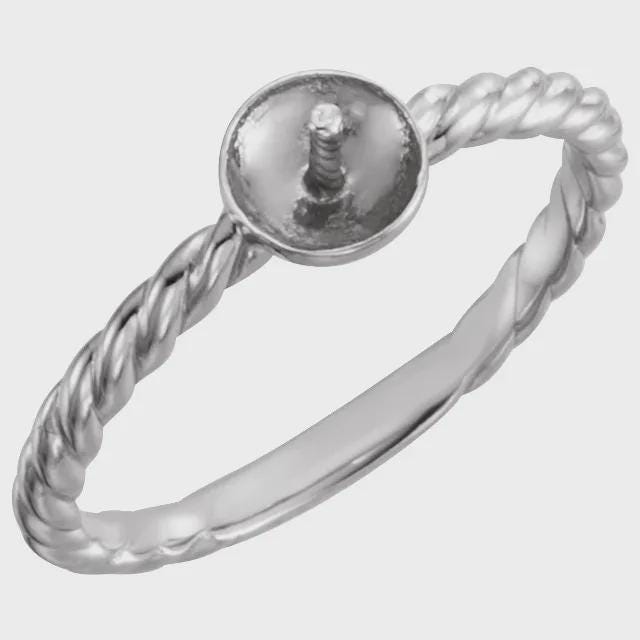 Ring Mounting for 6 mm Pearl in Sterling Silver or 14k Gold