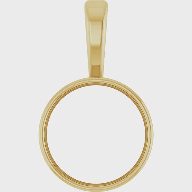 Round Bezel-Set Pendant Mounting in Sterling silver, or 14k Yellow Gold, or 14k WG, available in different sizes