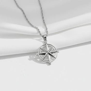 Stainless Steel Compass Rose Pendant 23mm x 21mm