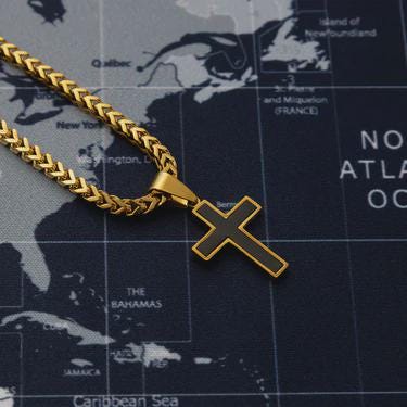 Men's Matte Black Stainless Steel Cross 24mm x 17.20mm