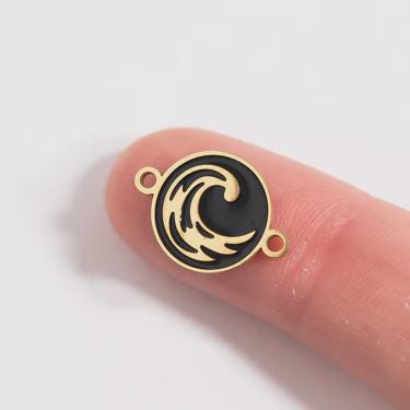 18K Gold PVD Stainless Steel Earth, Fire, Water, & Air Element Connector Charms, in Gold or Silver available