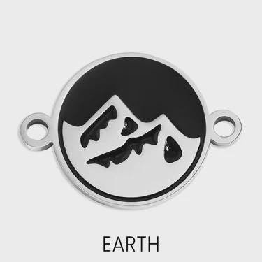 18K Gold PVD Stainless Steel Earth, Fire, Water, & Air Element Connector Charms, in Gold or Silver available