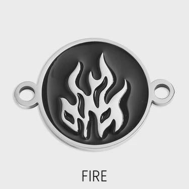 18K Gold PVD Stainless Steel Earth, Fire, Water, & Air Element Connector Charms, in Gold or Silver available