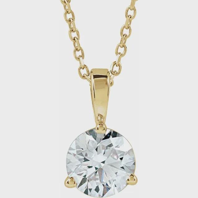 14K Yellow  Lab-Grown Diamond Pendant, other gemstone options available, choose pendant or necklace