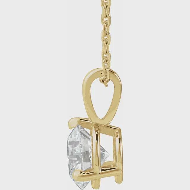 14K Yellow  Lab-Grown Diamond Pendant, other gemstone options available, choose pendant or necklace