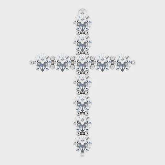14K White 1/4 CTW Lab-Grown Diamond Cross Pendant or Necklace, also available in 14k Yellow Gold