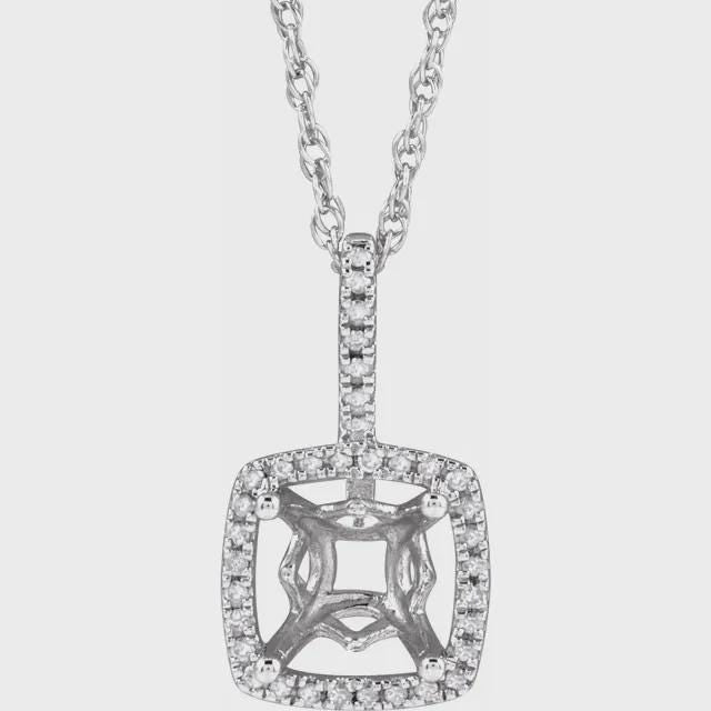 Sterling Silver 7 mm Birthstone & .015 CTW Natural Diamond 18" Necklace, or set your own gemstone