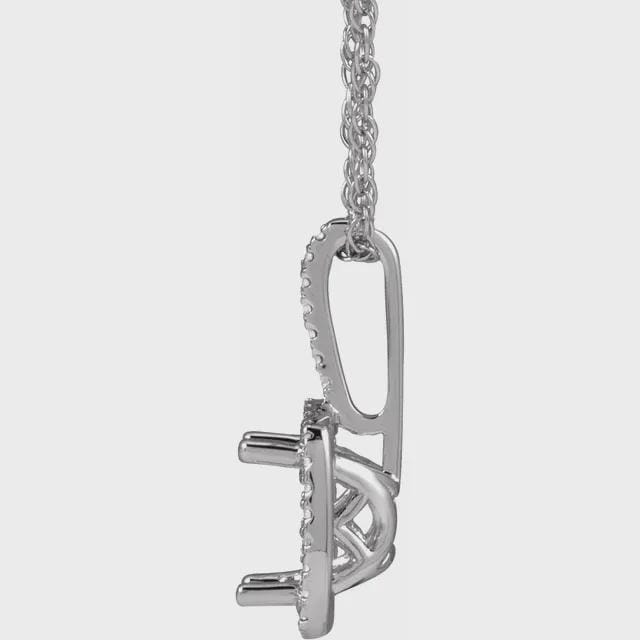 Sterling Silver 7 mm Birthstone & .015 CTW Natural Diamond 18" Necklace, or set your own gemstone