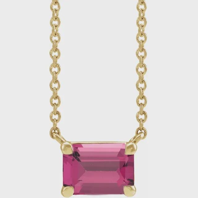 14K Yellow  Gemstone Center 18" Necklace, choose your gemstone or set your own