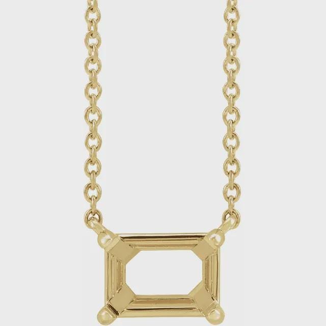 14K Yellow  Gemstone Center 18" Necklace, choose your gemstone or set your own