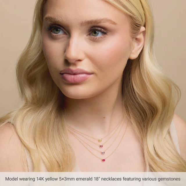 14K Yellow  Gemstone Center 18" Necklace, choose your gemstone or set your own