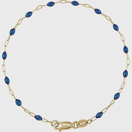 14K Yellow Gold-Filled 1.6 mm  Enamel Bead Paperclip-Style Chain, choose your color and length