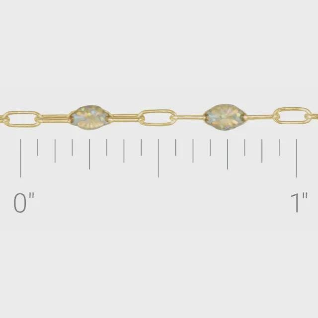 14K Yellow Gold-Filled 1.6 mm  Enamel Bead Paperclip-Style Chain, choose your color and length