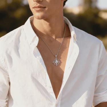 Stainless Steel Compass Rose Pendant 23mm x 21mm